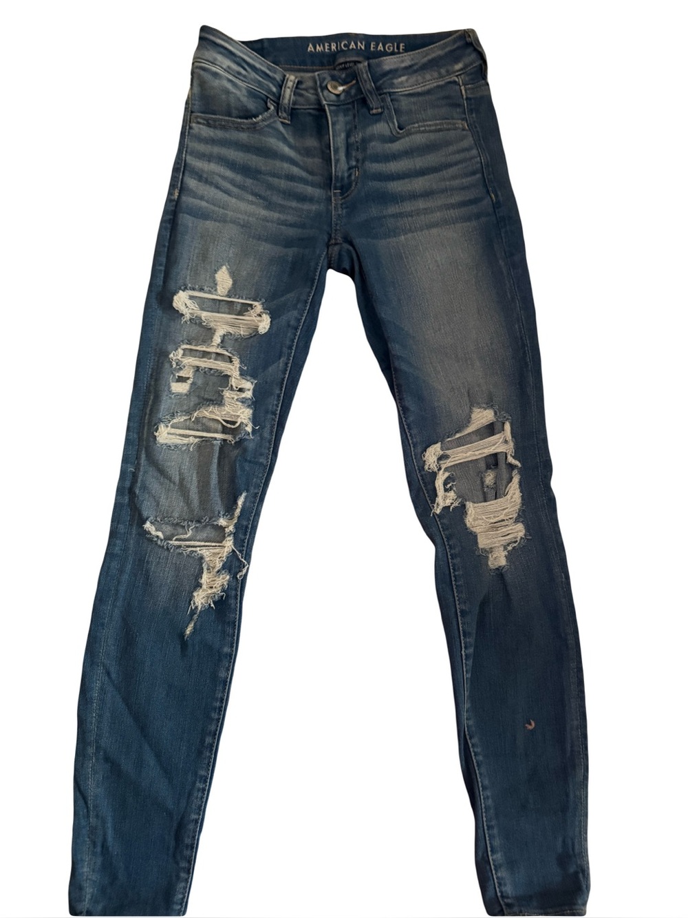 American Eagle Outfitters Women's Ripped Skinny Jeans - Dark Blue
